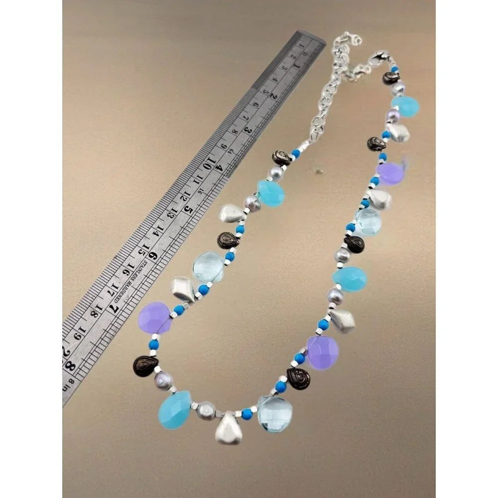Brighton NEW WAVE BLUE AQUE GREEN Beaded Necklace RARE Color Retired